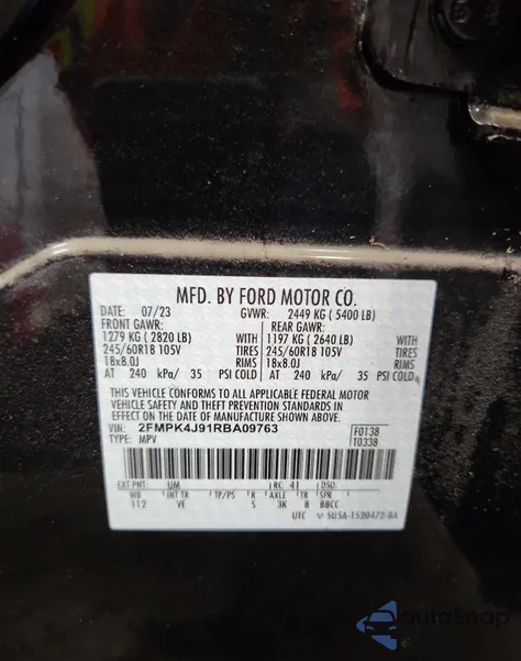 2024 Ford Edge Sel из США, поврежденный, VIN 2FMPK4J91RBA09763